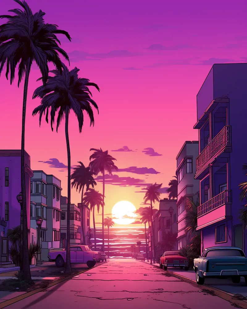 Gta Vice City Illustrations Midjourney Prompt | PromptBase