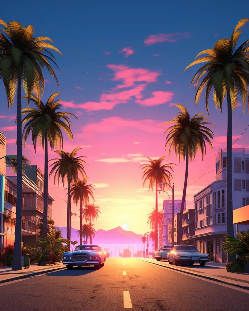 Gta Vice City Illustrations Midjourney Prompt | PromptBase