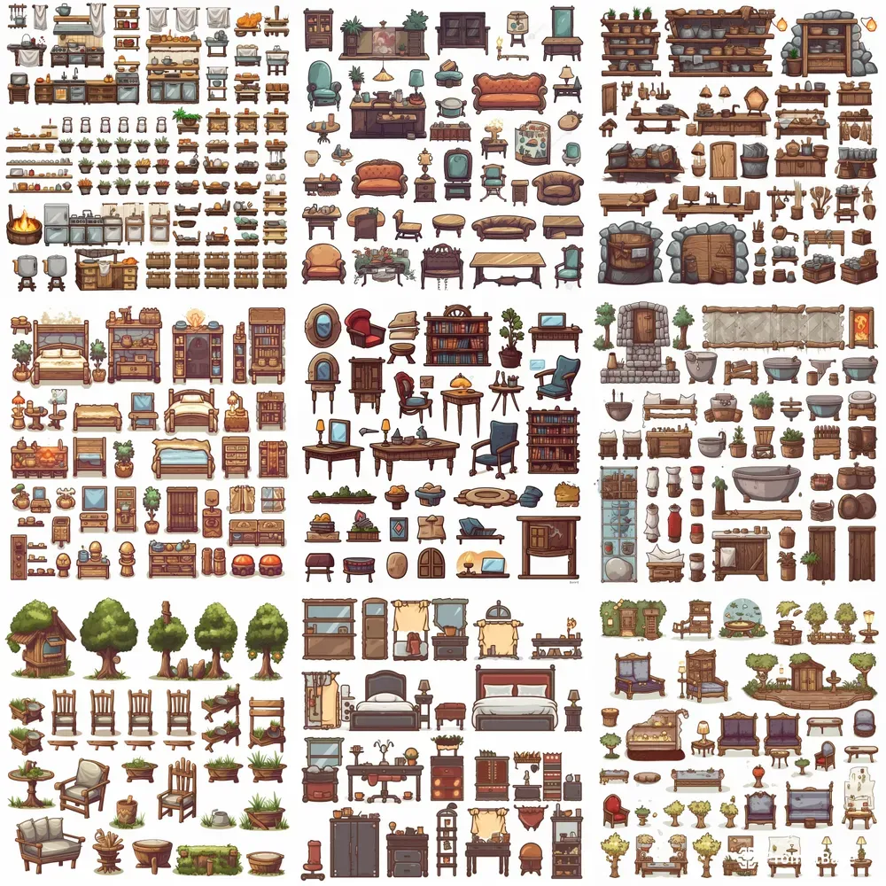 Fantasy RPG 2D Game Furniture Midjourney Prompt PromptBase