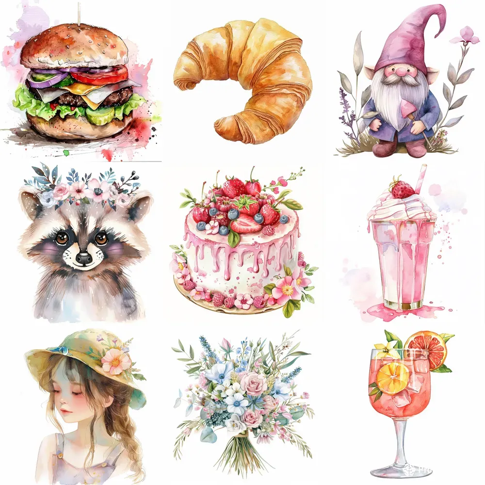 Cliparts In Watercolor Style Midjourney Prompt | PromptBase