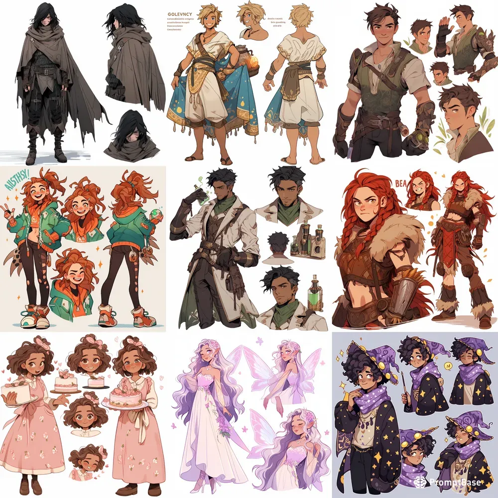 Versatile Adoptables Character Sheets Midjourney Prompt | PromptBase