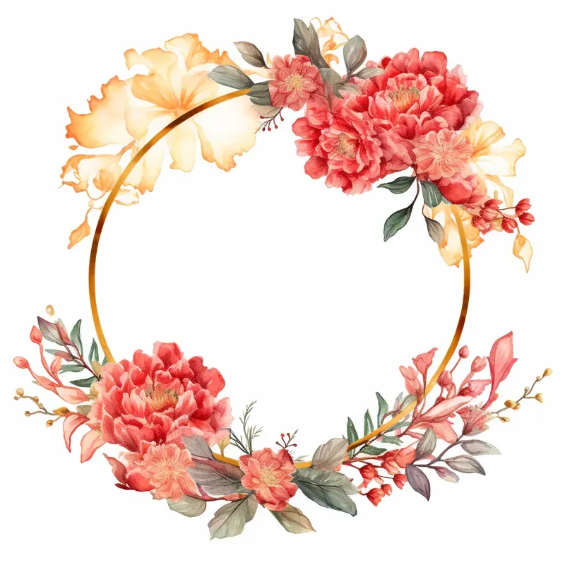 Circular Flower Frames Watercolor Circles Midjourney Prompt | PromptBase