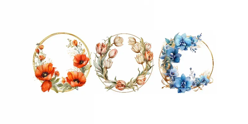 Circular Flower Frames Watercolor Circles Midjourney Prompt | PromptBase