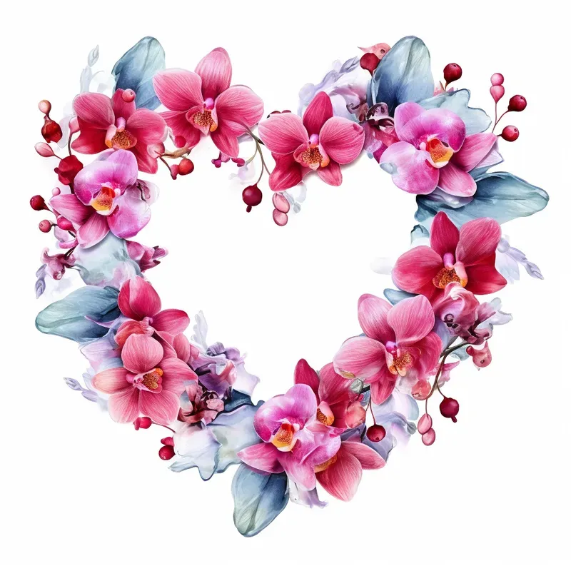 Floral Heart Frames Watercolor Cliparts Midjourney Prompt | PromptBase