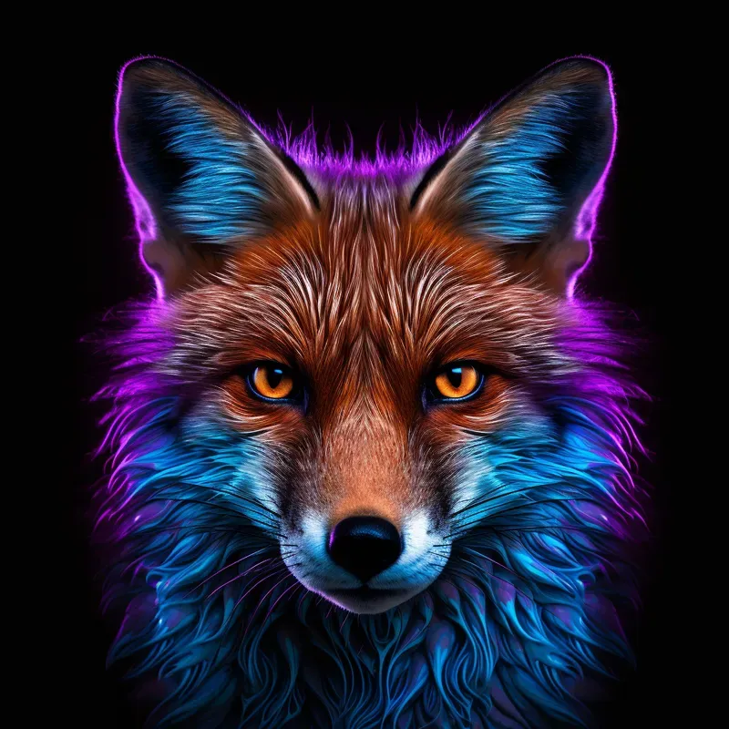 Neon Light Animal Portraits Photographs Midjourney Prompt | PromptBase