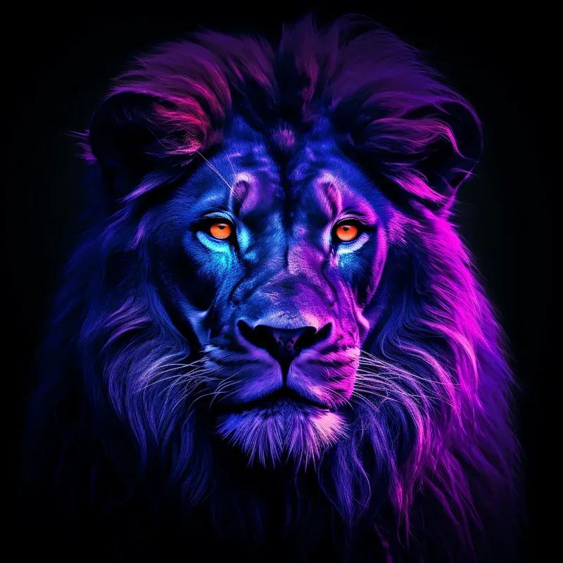 Neon Light Animal Portraits Photographs Midjourney Prompt | PromptBase