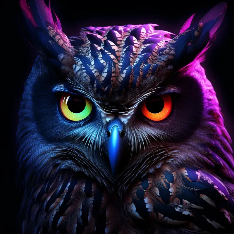 Neon Light Animal Portraits Photographs Midjourney Prompt | PromptBase