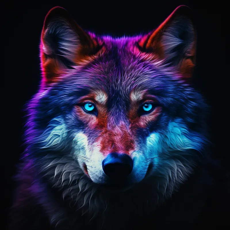 Neon Light Animal Portraits Photographs Midjourney Prompt | PromptBase