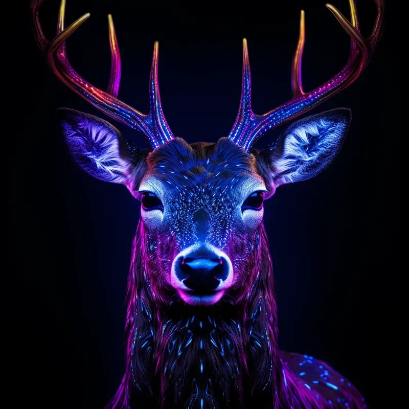 Neon Light Animal Portraits Photographs Midjourney Prompt | PromptBase