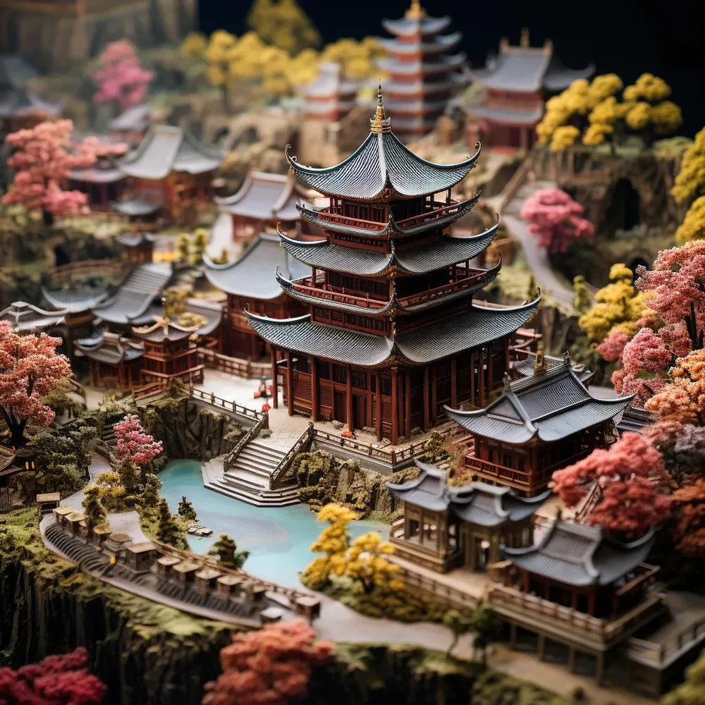 Miniature Architecture Landscape Models Midjourney Prompt PromptBase