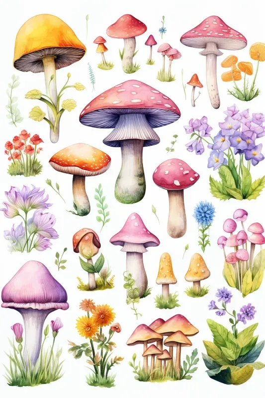 Fantasy Watercolor Clipart Collections Midjourney Prompt | PromptBase