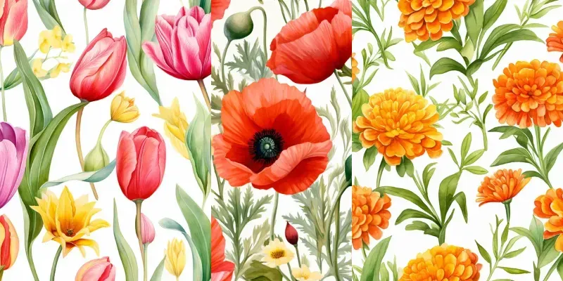 Watercolor Floral Patterns Flower Tiles Midjourney Prompt | PromptBase