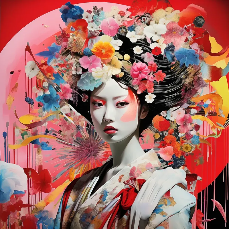 Japanese Mixed Media Collage Surreal Art Midjourney Prompt