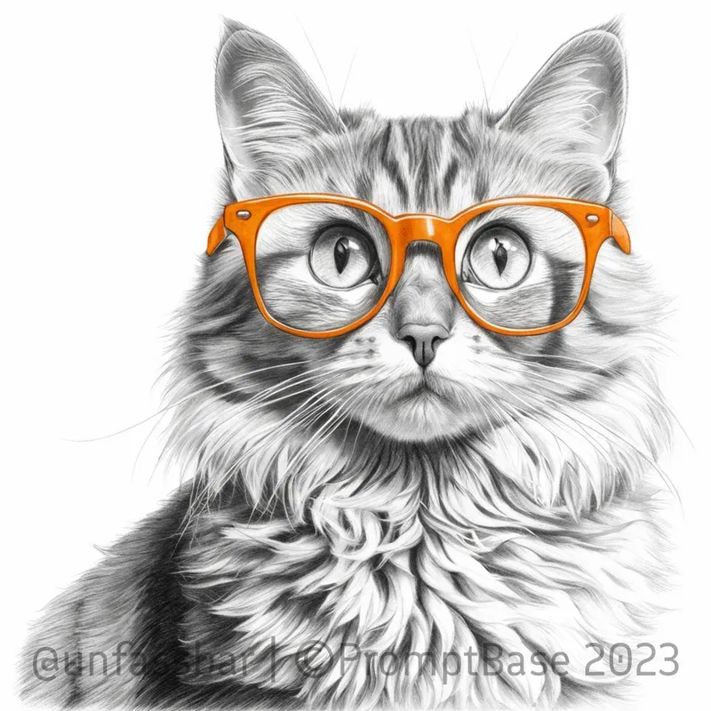 Cute Animal With Glasses Pencil Art Stable Diffusion Prompt | PromptBase