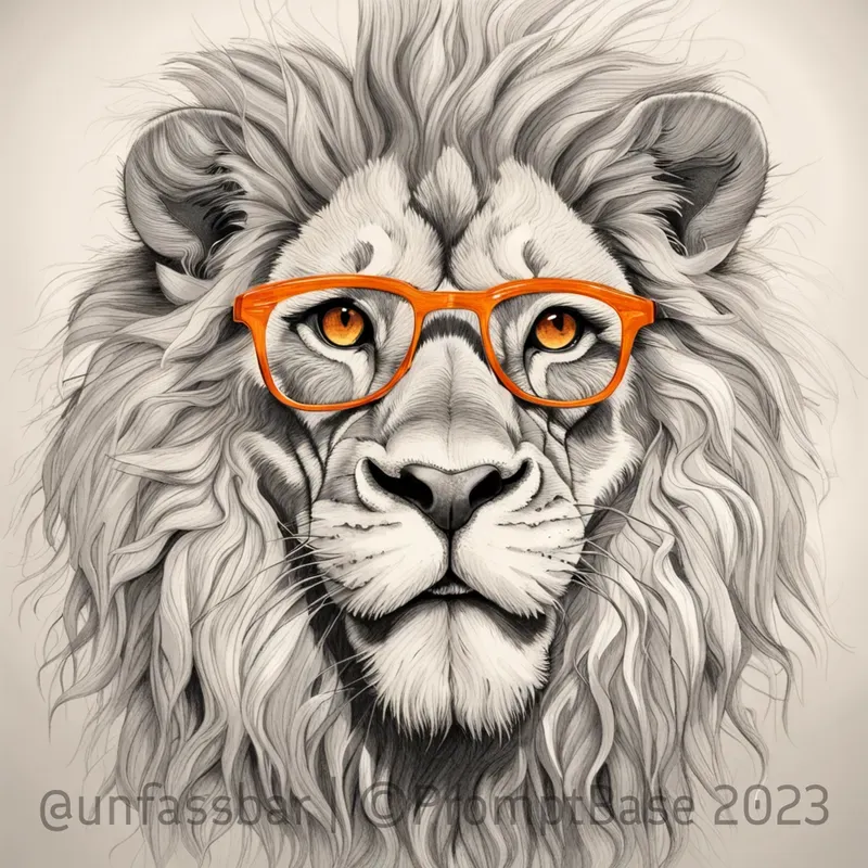 Cute Animal With Glasses Pencil Art Stable Diffusion Prompt | PromptBase