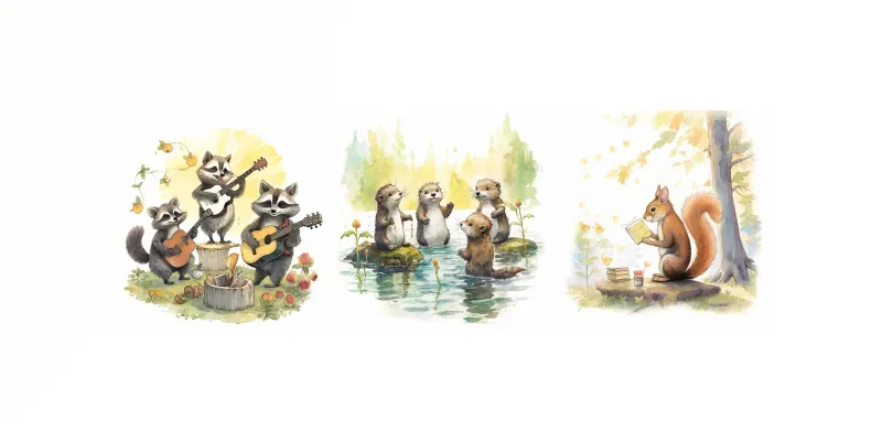 Woodland Storybook Illustrations Midjourney Prompt | PromptBase