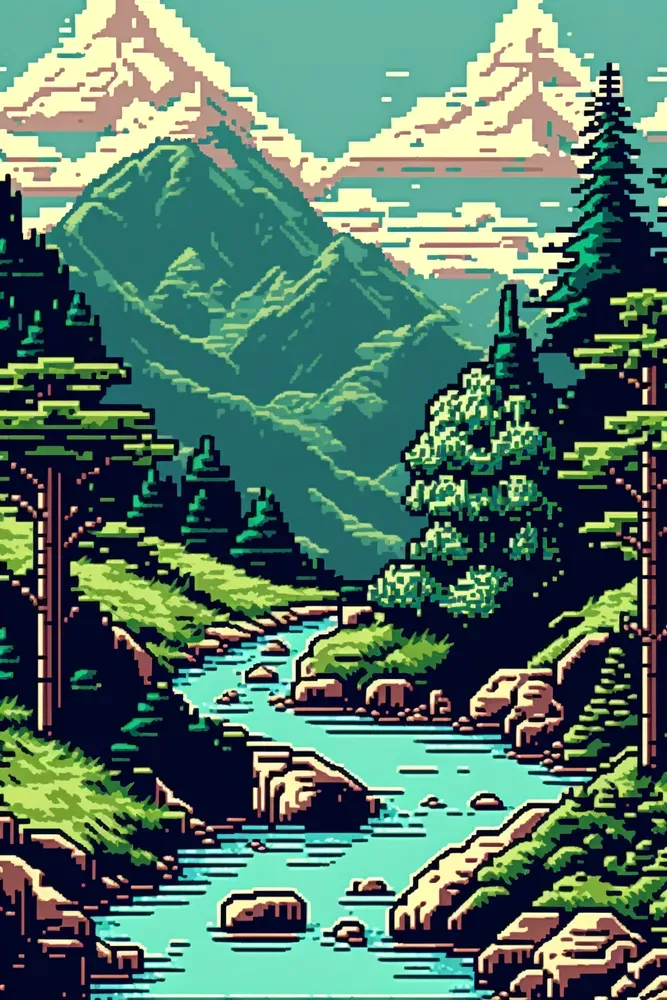 Pixel Art Landscapes Midjourney Prompt | PromptBase