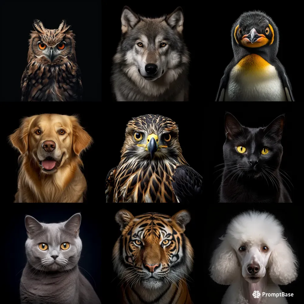Highly Detailed Studio Animal Portraits Midjourney Prompt | PromptBase