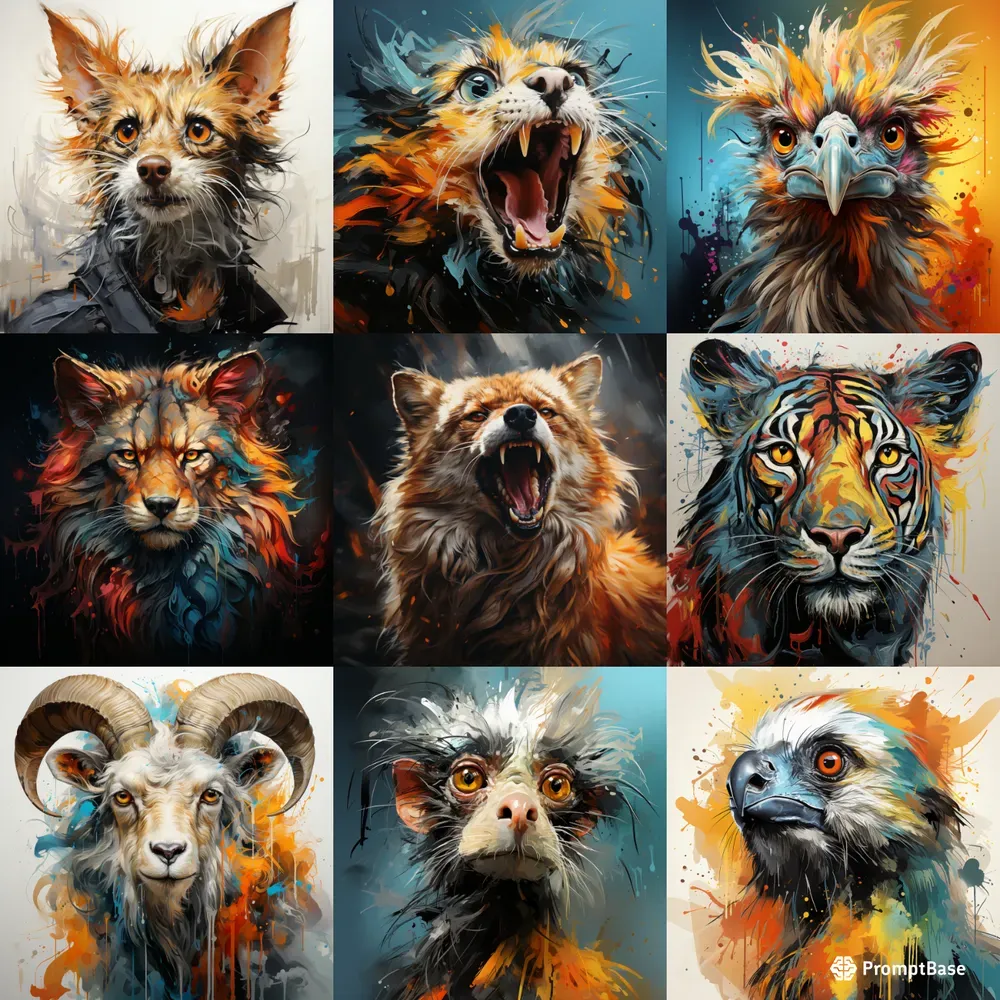 Dynamic Animal Portraits Midjourney Prompt | PromptBase