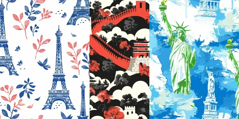 Travel Landmarks Seamless Patterns Generator App | PromptBase