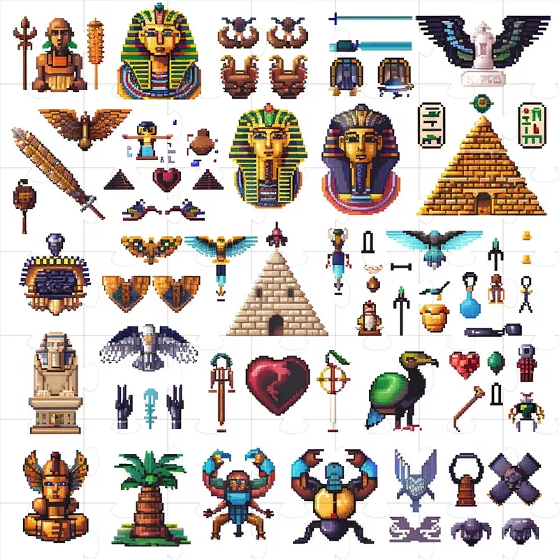 2D Pixel Art All Games Asset Sheet Midjourney Prompt | PromptBase