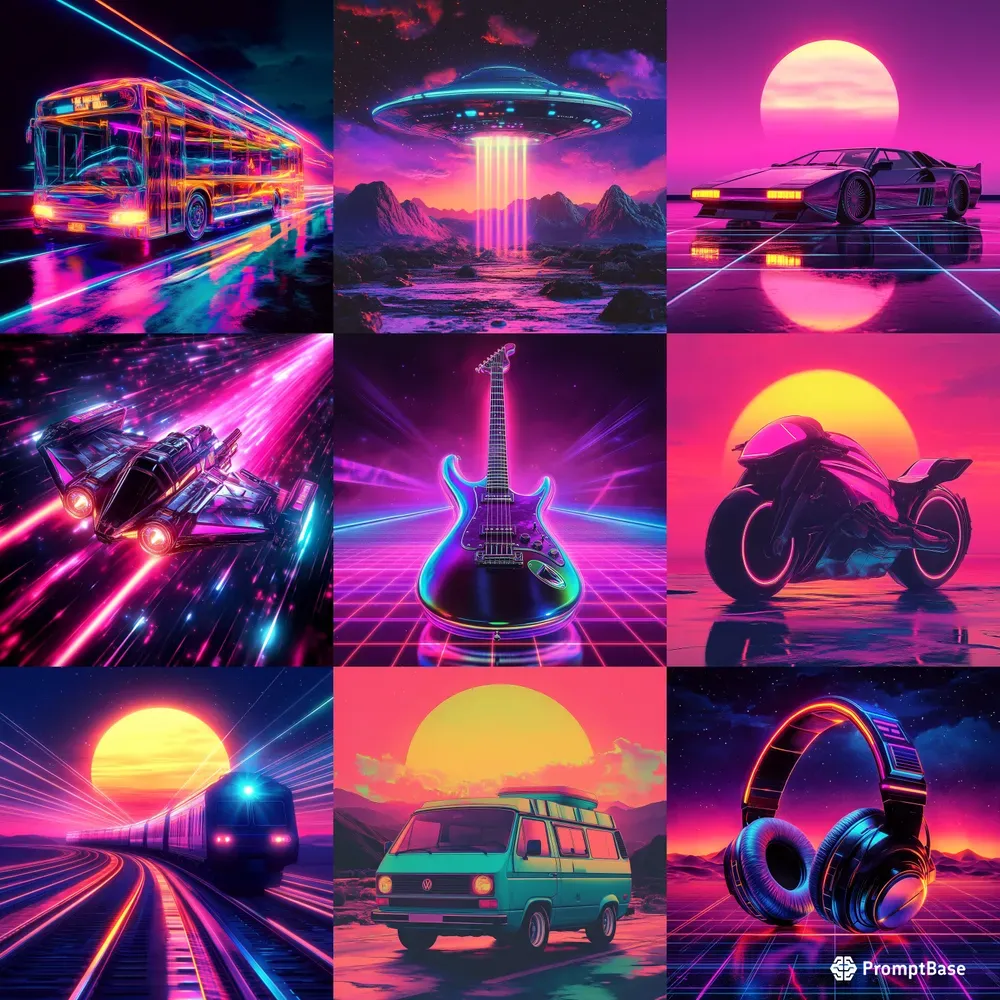 Synthwave Retrowave Art Midjourney Prompt | PromptBase