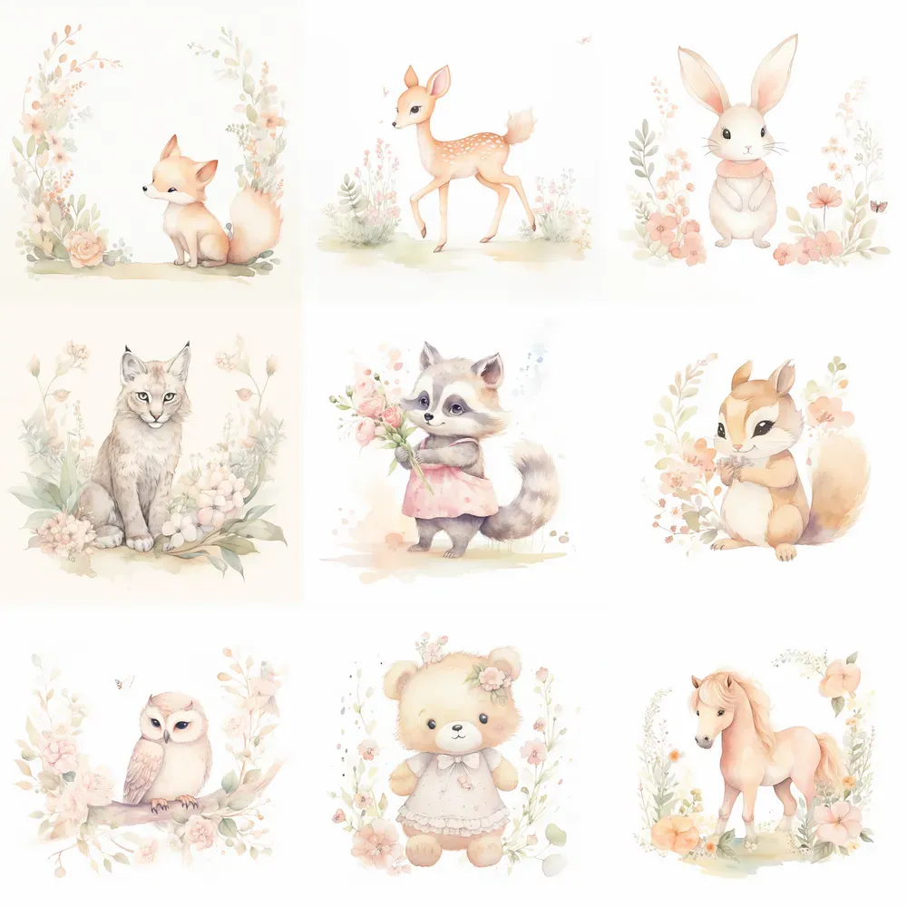 Woodland Animals Storybook Illustrations Midjourney Prompt | PromptBase