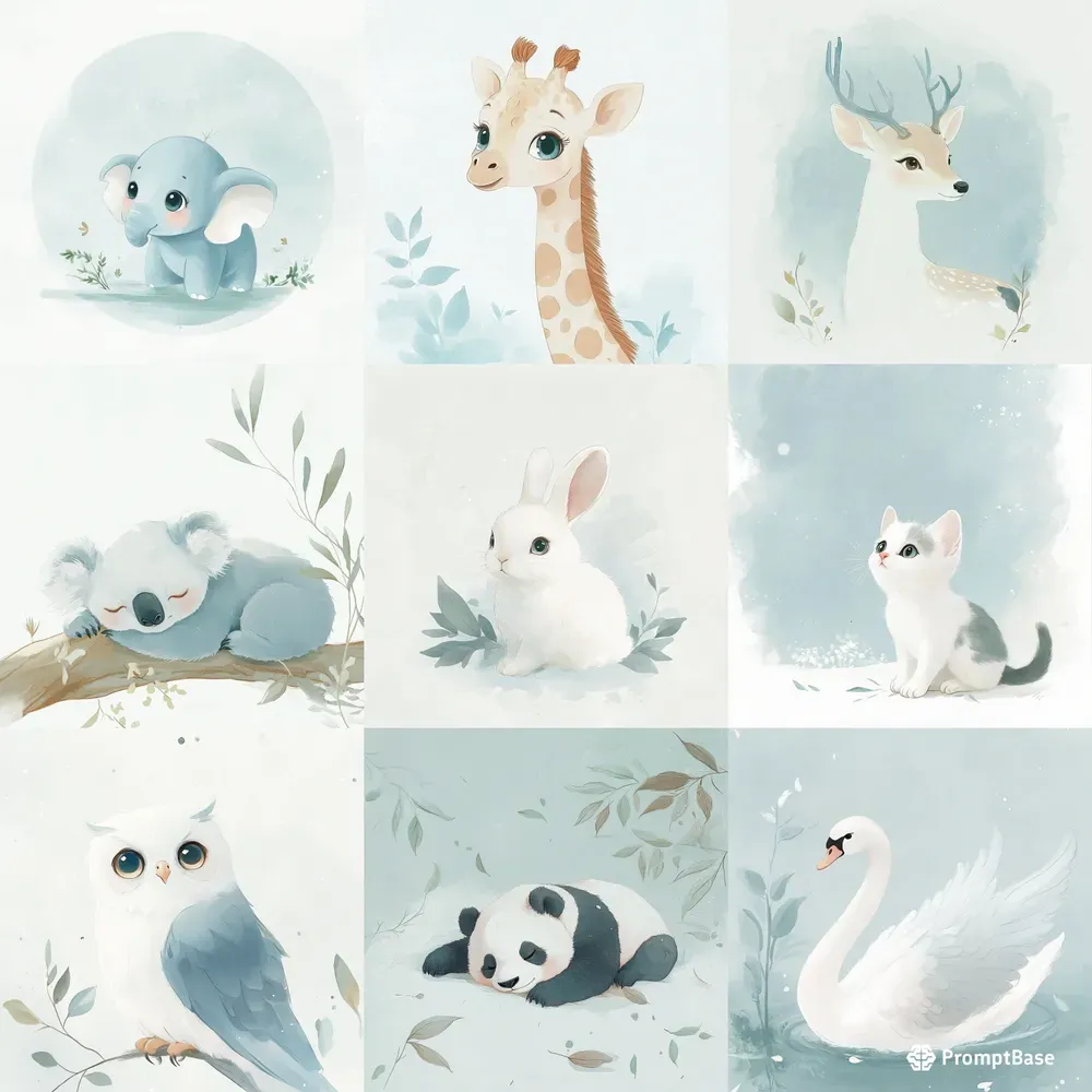 Gentle Animal Cliparts Midjourney Prompt | PromptBase