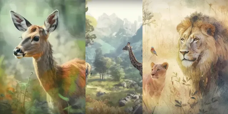 Animals In Vintage Natures Midjourney Prompt | PromptBase