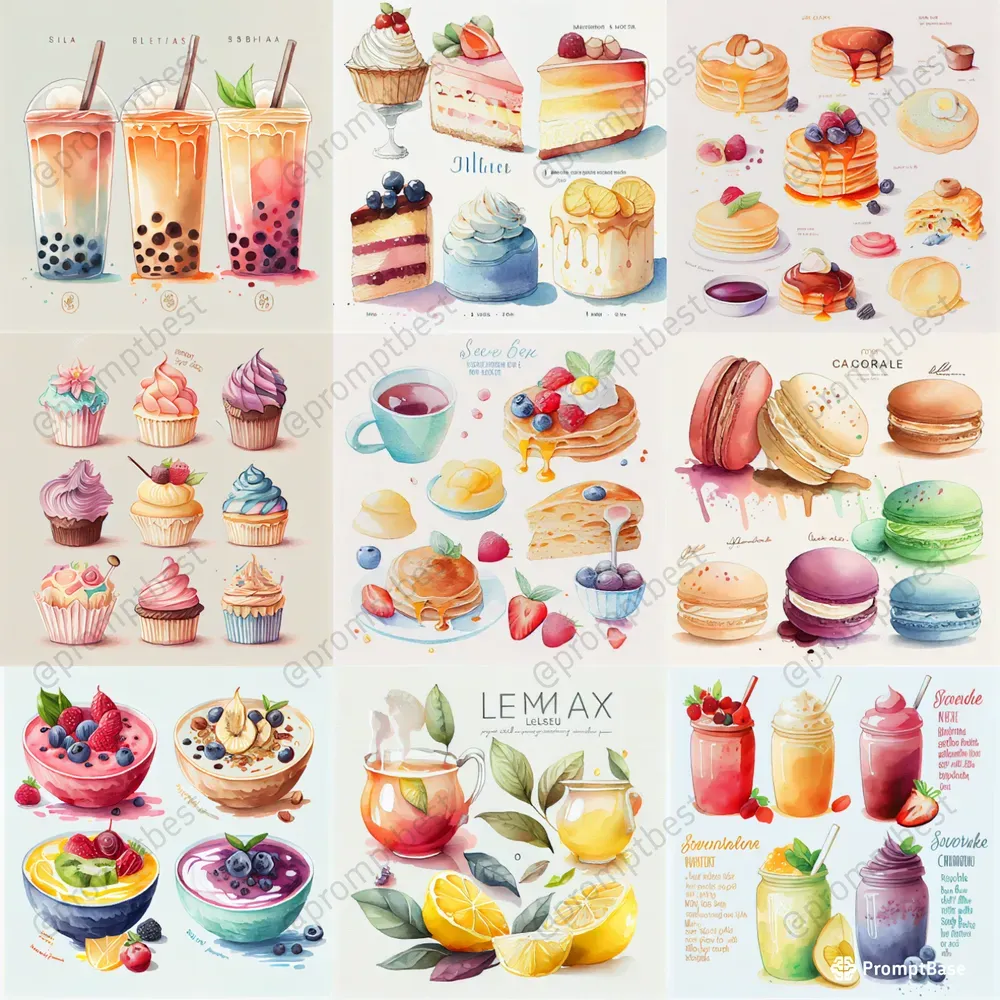 Watercolor Food Art Midjourney Prompt | PromptBase