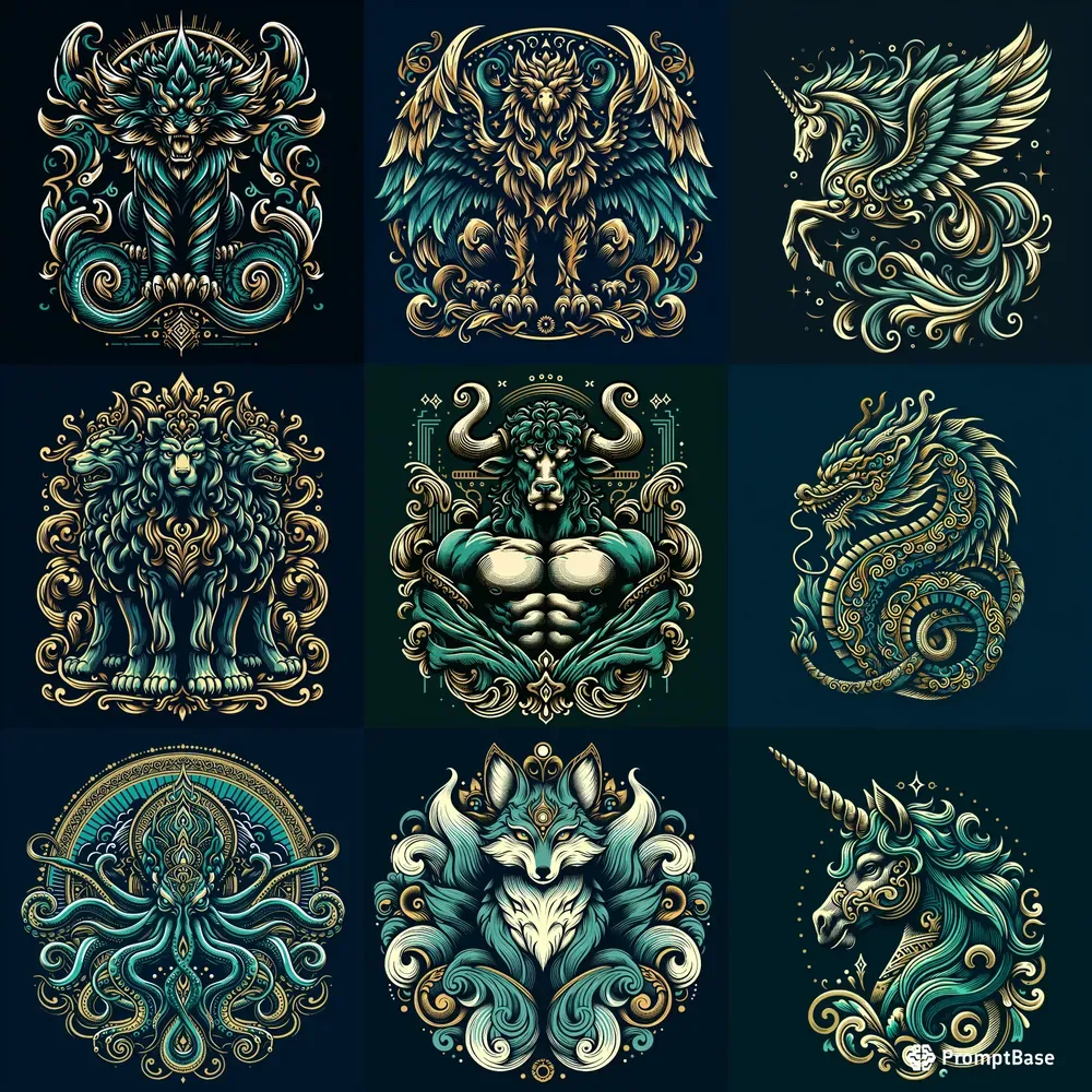 Mythical Creatures Design Mythical Creatures Tee Vector Designs DALL·E Prompt | PromptBase