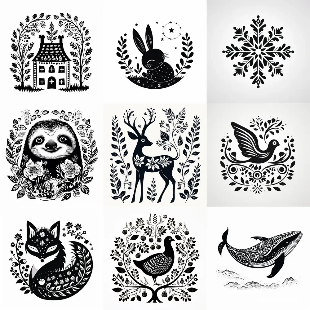 Black And White Scandinavian Art Midjourney Prompt PromptBase