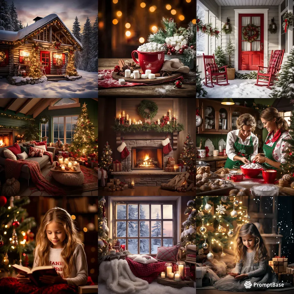 Christmas Cozy Theme Photography Sets Midjourney Prompt | PromptBase