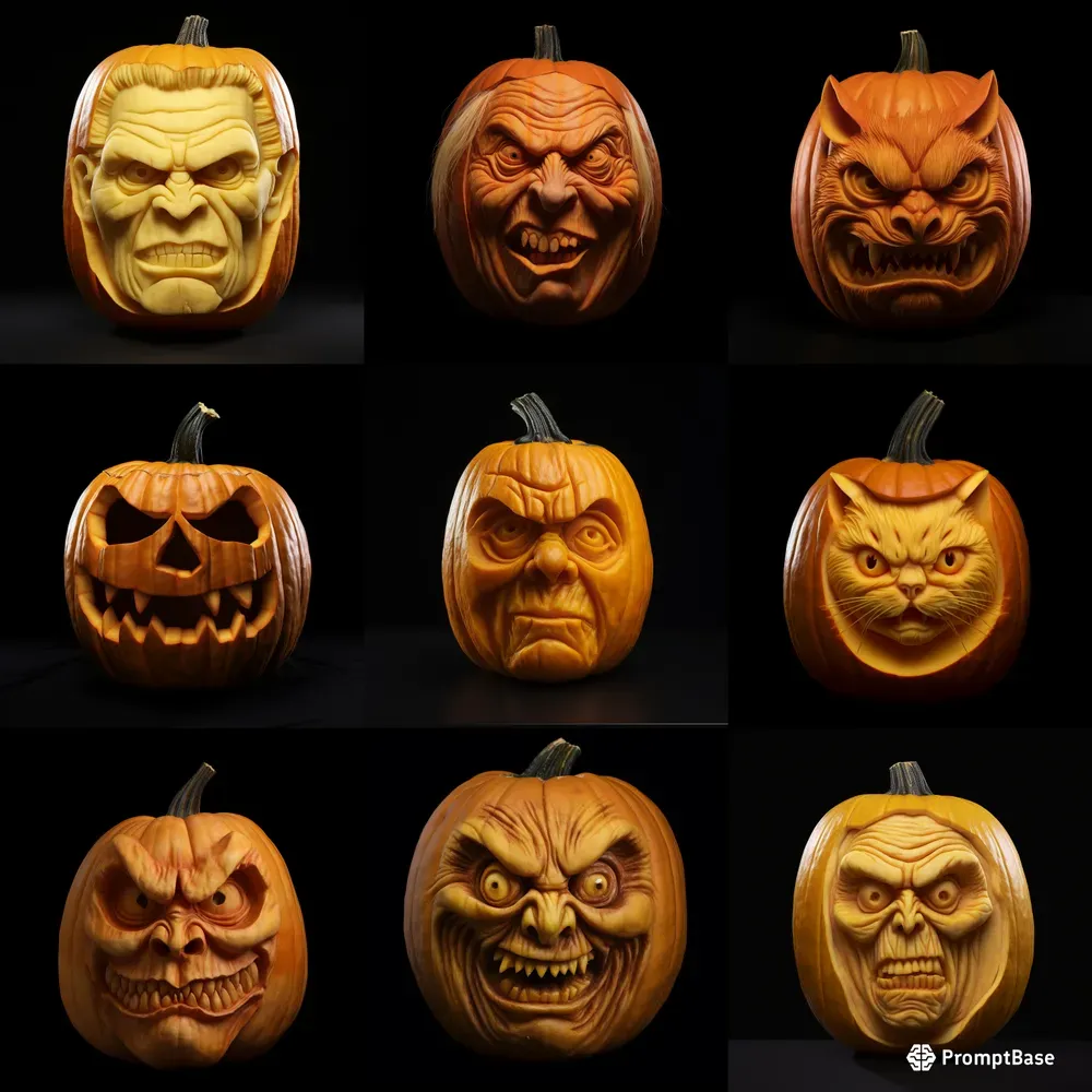 Carved Pumpkin Heads Award Winning Artworks