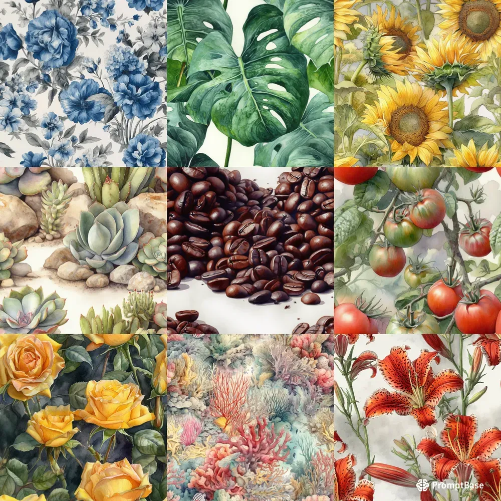 Seamless Tiled Watercolor Patterns Midjourney Prompt | PromptBase