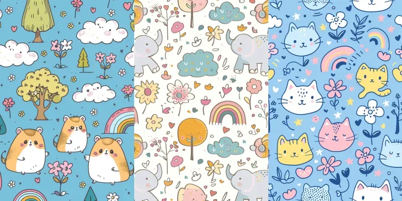 Cute Kawaii Doodle Patterns Midjourney Prompt | PromptBase