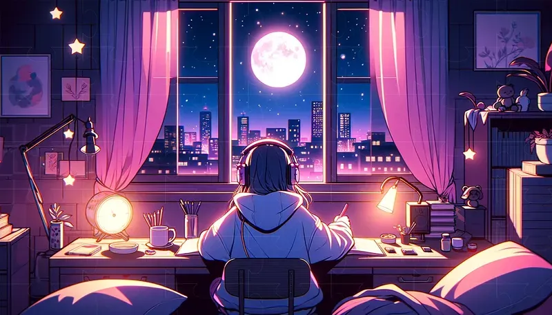Lofi Music Anime Illustration Wallpapers DALL·E Prompt | PromptBase