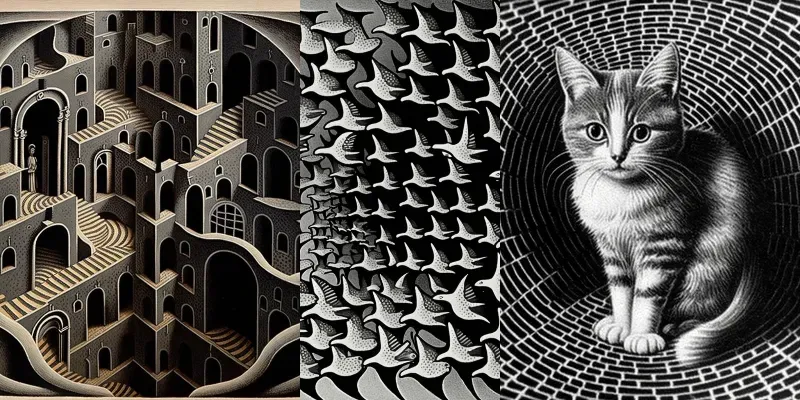 Escher Style Optical Illusions Midjourney Prompt | PromptBase