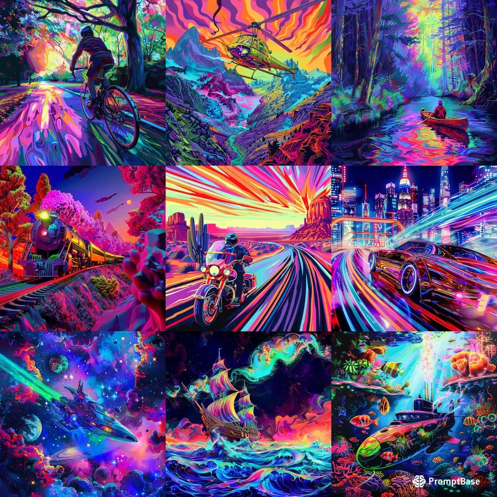 Vibrant Surrealist Art In Neon Colors Midjourney Prompt | PromptBase