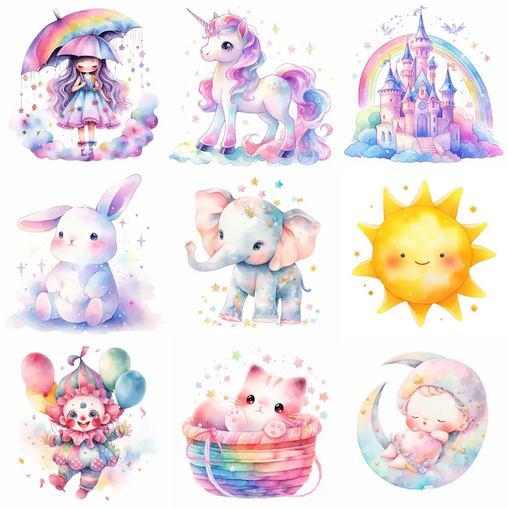 Cute Watercolor Nursery Art Wall Decals Midjourney Prompt | PromptBase
