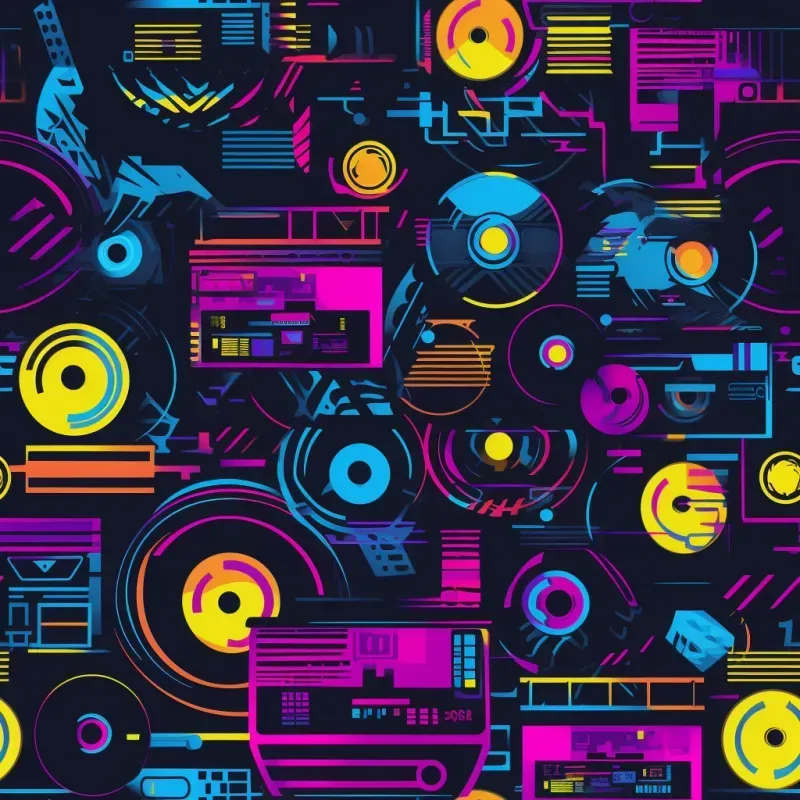 Neon Retro Seamless Synthwave Patterns Midjourney Prompt | PromptBase