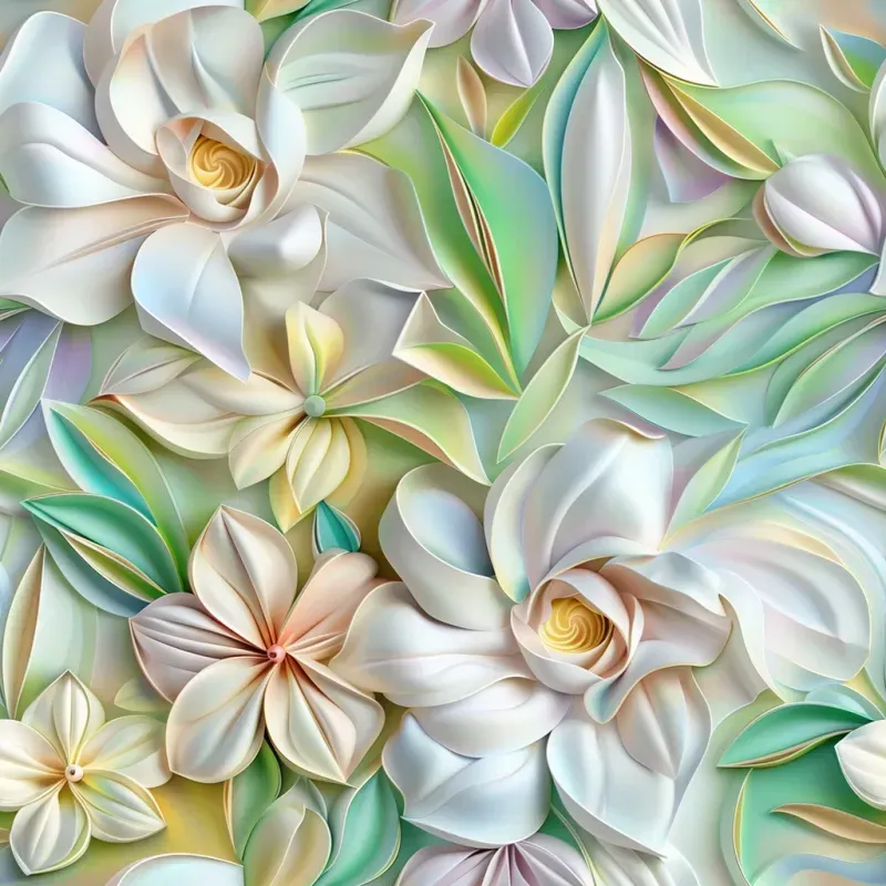 Seamless 3D Paper Floral Artistry Patterns Midjourney Prompt | PromptBase
