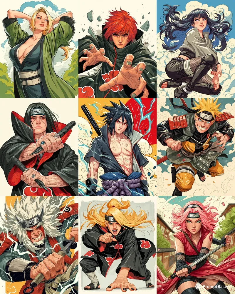 Shipped Characters Naruto Shippuden Characters Style Midjourney Prompt | PromptBase