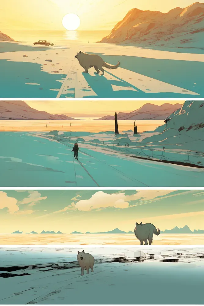 Saturated Scenic Comic Book Pages Midjourney Prompt | PromptBase