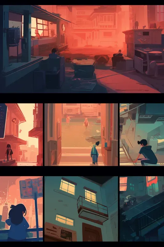 Saturated Scenic Comic Book Pages Midjourney Prompt | PromptBase