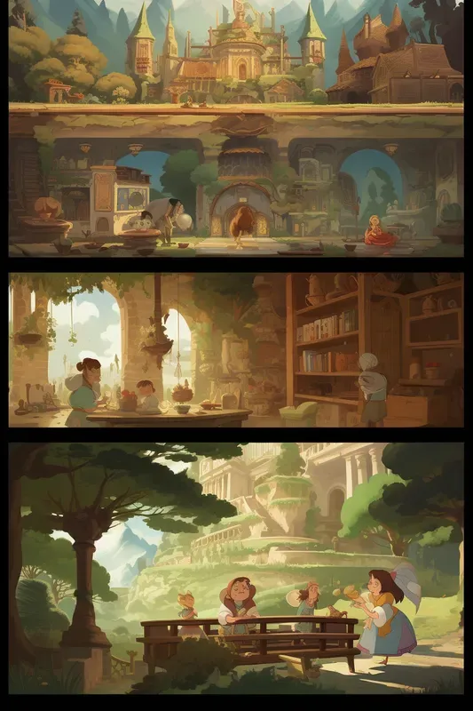 Cozy Scenic Comic Book Pages Midjourney Prompt | PromptBase