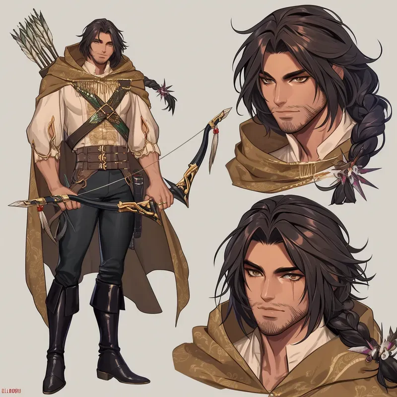 High Fantasy Male Character Sheets Midjourney Prompt | PromptBase