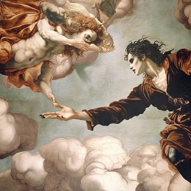 Michelangelos The Creation Of Adams Midjourney Prompt | PromptBase