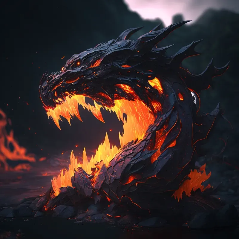 Premium Unique Flaming Lava Sculptures Midjourney Prompt | PromptBase