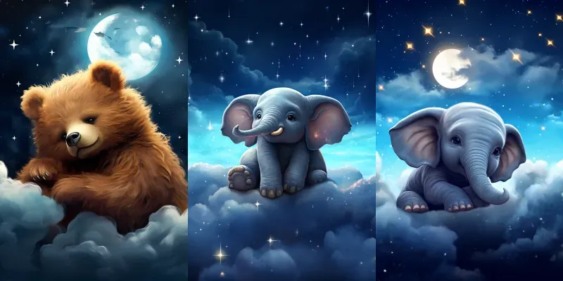 Cute Animals Sleeping On Clouds Midjourney Prompt | PromptBase